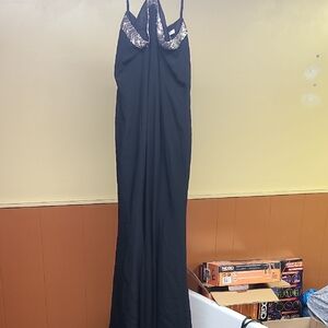 Niteline Black Maxi Dress with Silver Sequin Accents